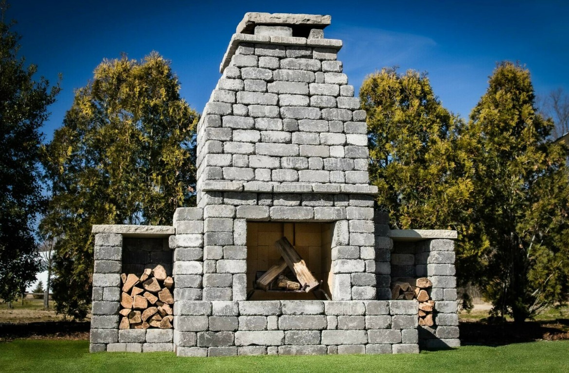 Professional masonry work showcasing outdoor fireplace construction in Knoxville, TN